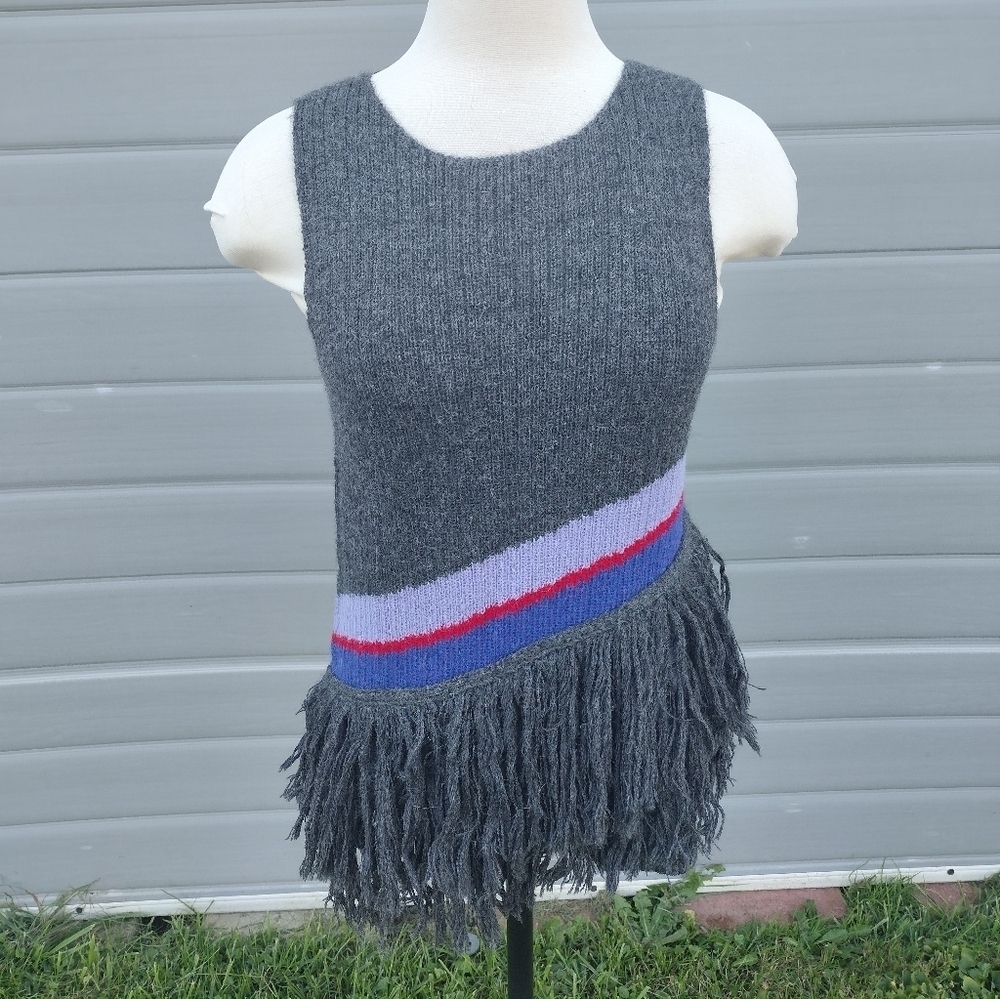Harare Anthropologie Sweater Asymmetrical S Womens Gray Alpaca Knit Sleeveless